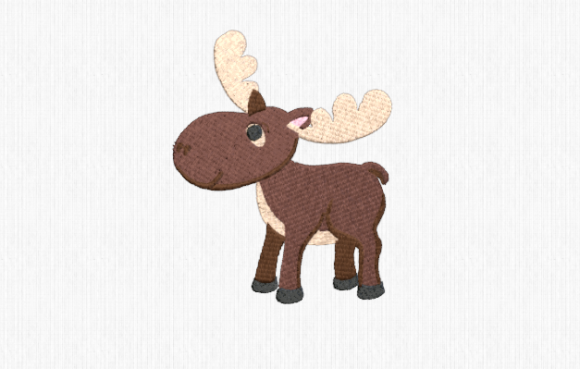 Baby Moose Embroidery Design